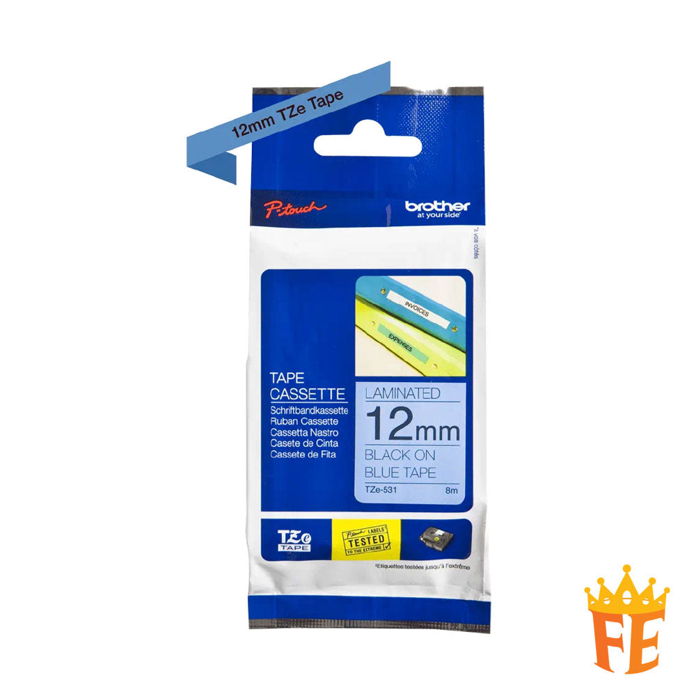 Brother Standard Laminated TZe Tapes (8 metres length)