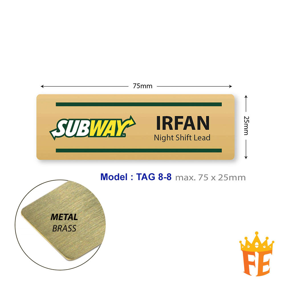 Colour Metal Name Tag Model 8 Stainless Steel & Brass