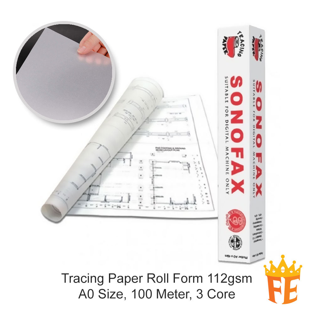 Sonofax Tracing Paper Roll Form (112gsm) A1 / A0, 45 / 100meter