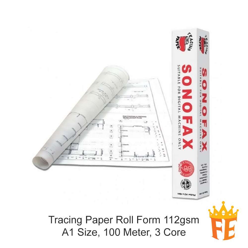 Sonofax Tracing Paper Roll Form (112gsm) A1 / A0, 45 / 100meter