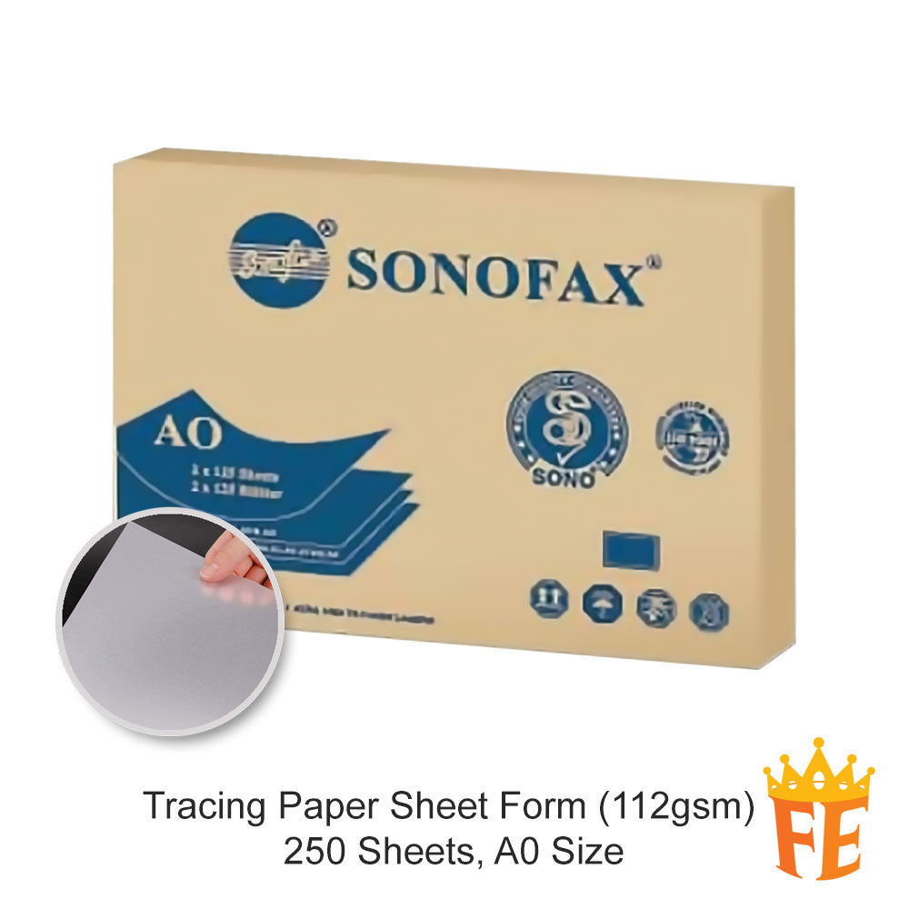 Sonofax Tracing Paper Sheet Form (112gsm) A4 / A3 / A2 / A1 / A0, 250 Sheets