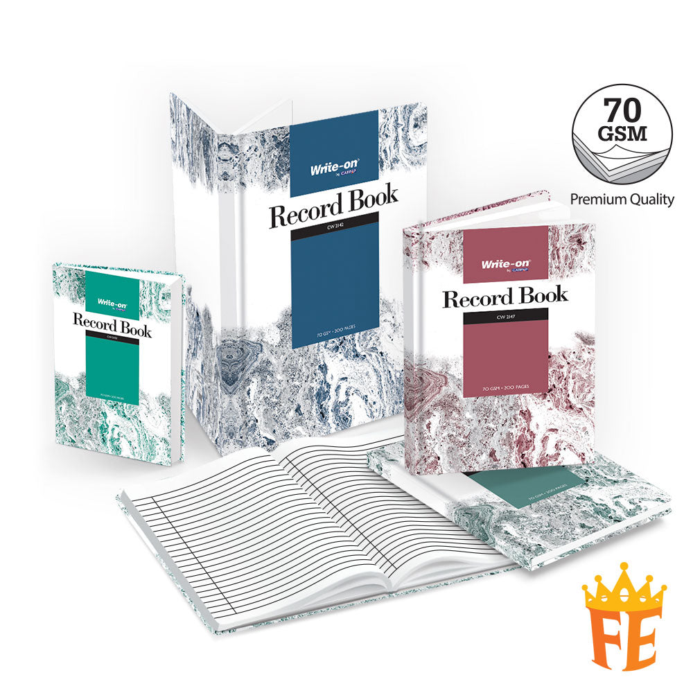Write-on Hard Cover Record Book 70gsm 200 pages A6 / A5