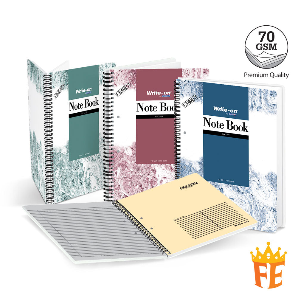 Write-on Wire-O Subject Note Book 70gsm A4 - 3 / 4 / 5 Subject