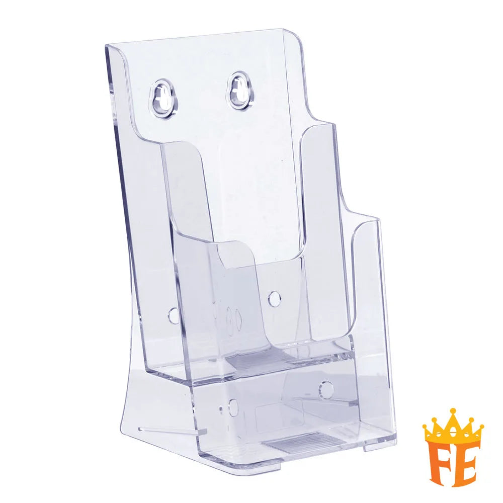 Acrylic A4 fold 3 (1/3) Brochure Display Stand With 1 / 2 / 3 / 4 Compartment