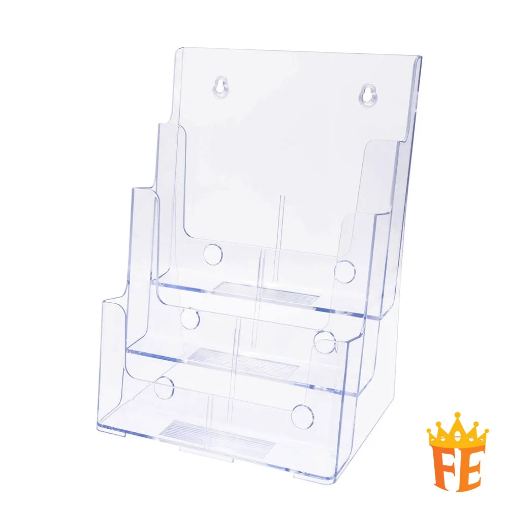 Acrylic A4 fold 3 (1/3) Brochure Display Stand With 1 / 2 / 3 / 4 Compartment