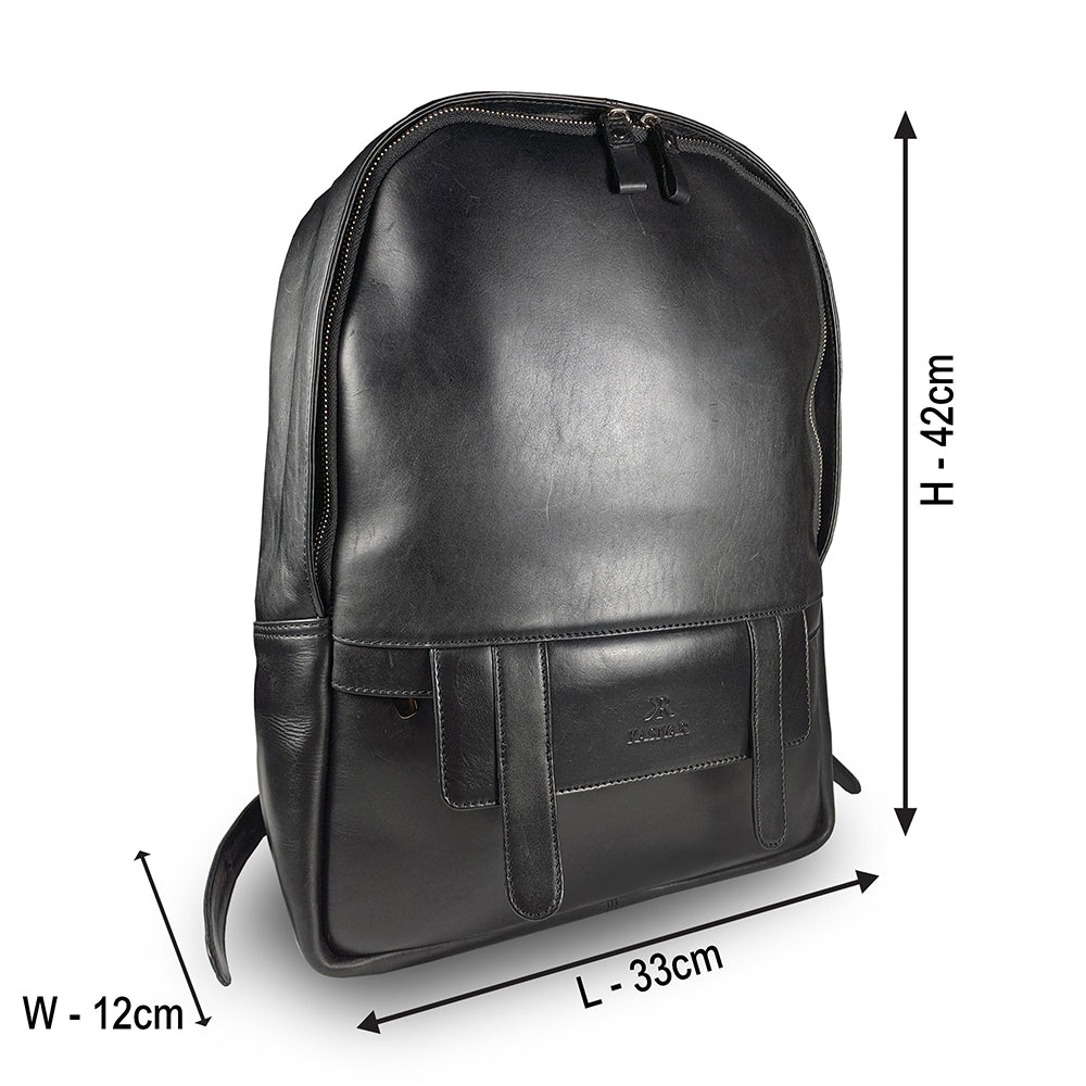 KASIYAR Premium Leather Backpack Black KR-007