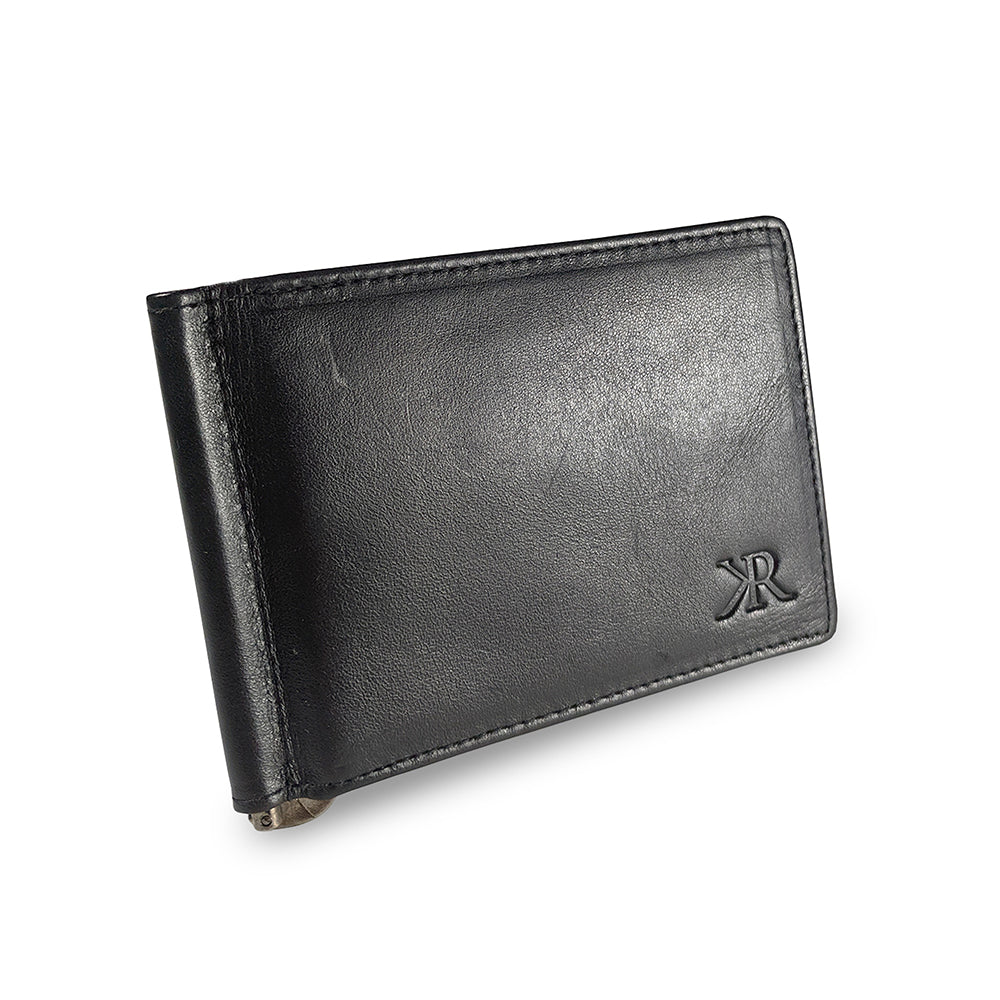KASIYAR Premium Leather Clipper Wallet Black KR-012
