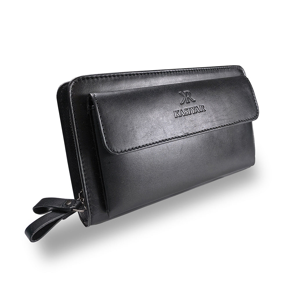 KASIYAR Premium Leather Clutch Wallet Black KR-015