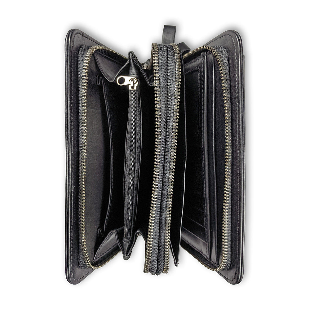 KASIYAR Premium Leather Clutch Wallet Black KR-015