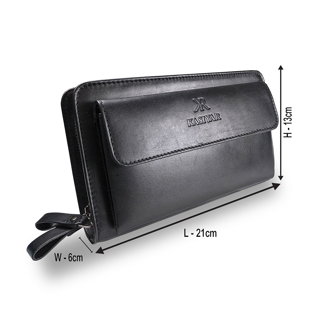 KASIYAR Premium Leather Clutch Wallet Black KR-015