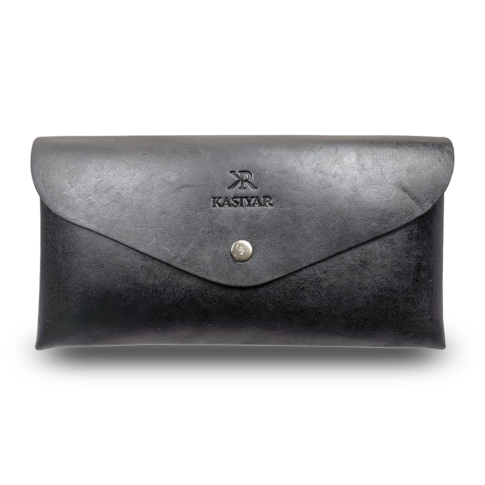 KASIYAR Premium Leather Envelope Pouch Black KR-017