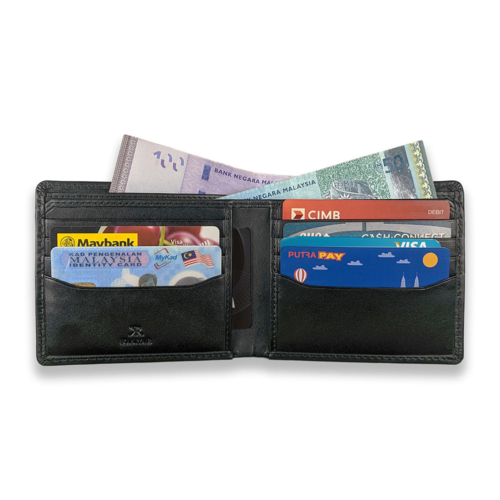 KASIYAR Premium Leather Classic Wallet Black KR-009