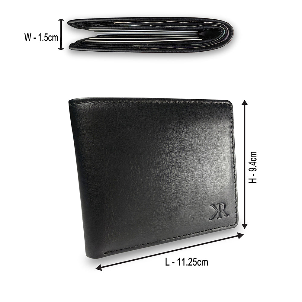 KASIYAR Premium Leather Classic Wallet Black KR-009