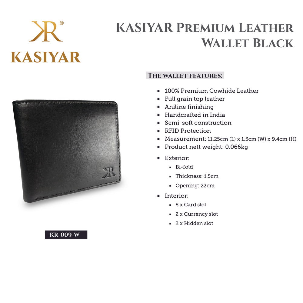 KASIYAR Premium Leather Classic Wallet Black KR-009