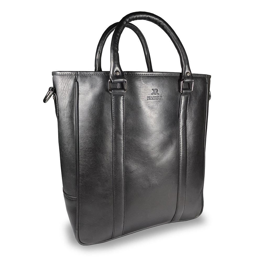 KASIYAR Premium Leather Shopper / Tote Bag Black KR-005