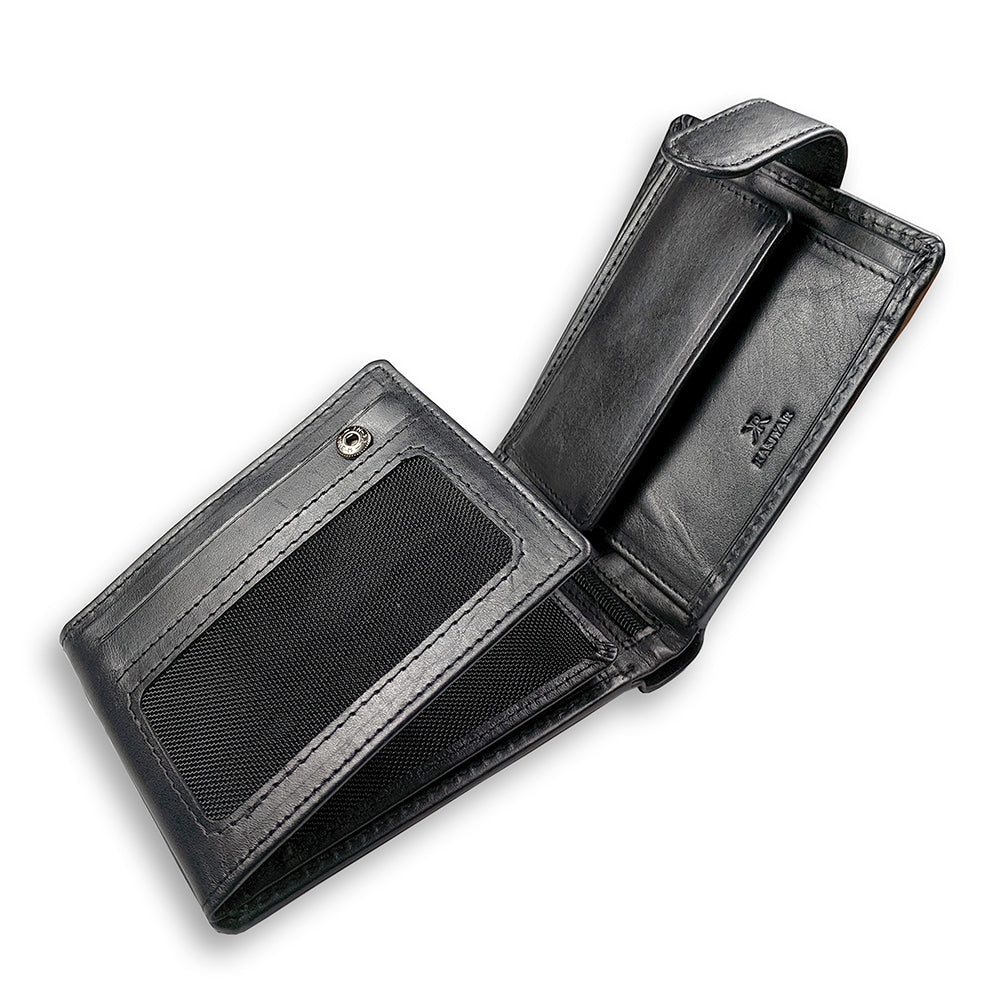 KASIYAR Premium Leather Wallet With Top Loop Black KR-008