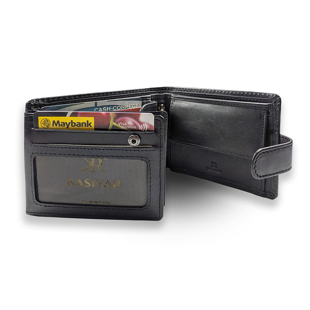 KASIYAR Premium Leather Wallet With Top Loop Black KR-008