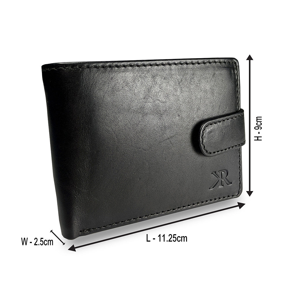 KASIYAR Premium Leather Wallet With Top Loop Black KR-008